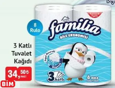 FAMİLİA 3 KATLI TUVALET KAĞIDI FAMİLİA 3 KATLI TUVALET KAĞIDI